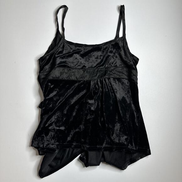 Ray Cassin Black Crushed Velvet Wrap Cami Top Small Witchy Vampy Y2K Romantic - Picture 4 of 12